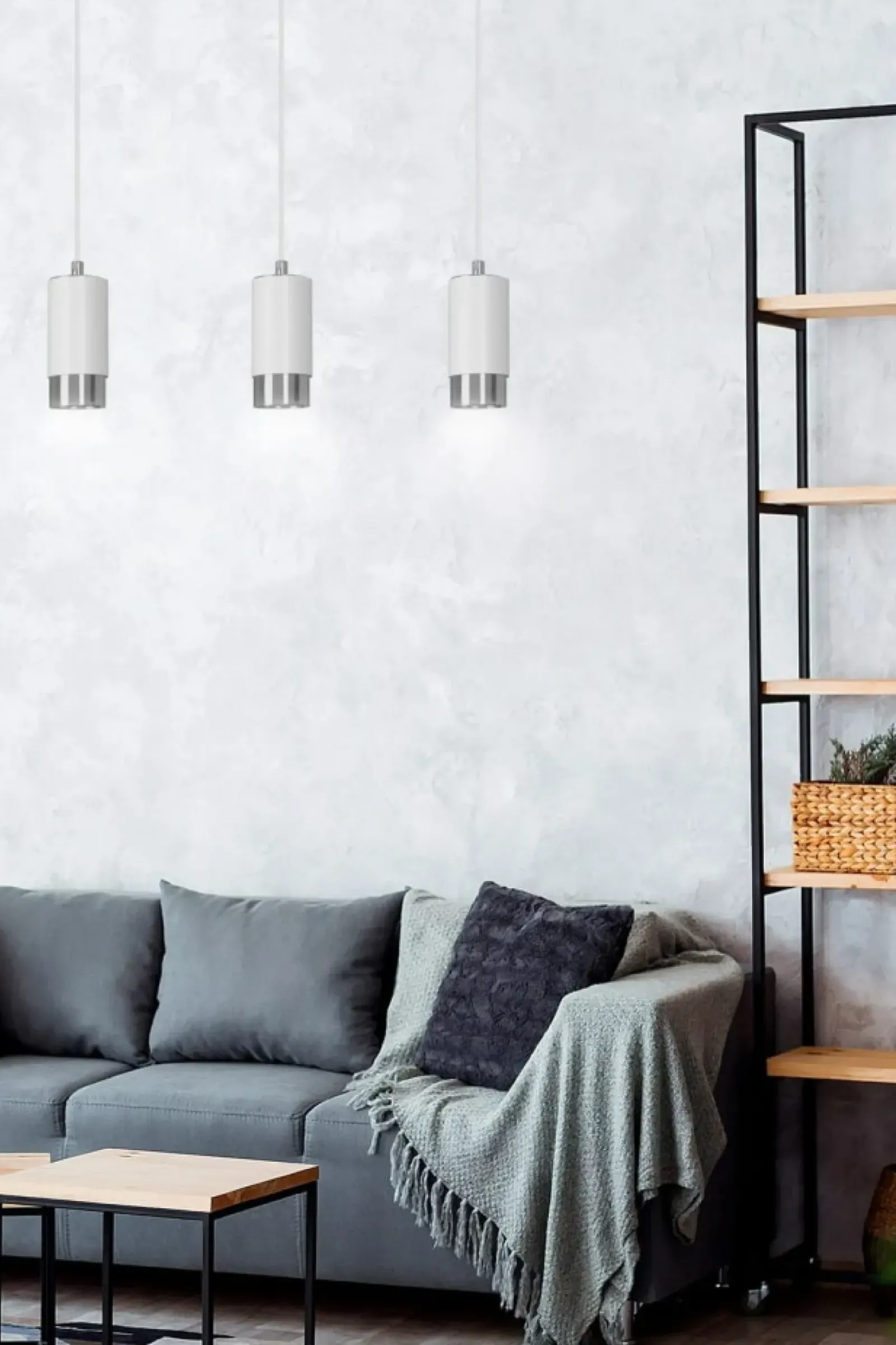 Sklep Kaja Białe lampy wiszące ze srebrnymi elementami 814/3 | Kaja Oświetlenie Clearance