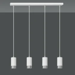 Sklep Kaja Biało srebrna lampa wisząca nad stół w jadalni 814/4 | Kaja Cheap