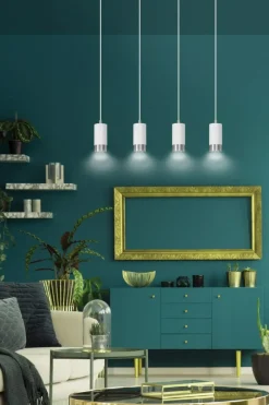 Sklep Kaja Biało srebrna lampa wisząca nad stół w jadalni 814/4 | Kaja Cheap