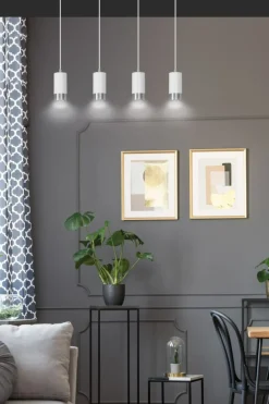 Sklep Kaja Biało srebrna lampa wisząca nad stół w jadalni 814/4 | Kaja Cheap