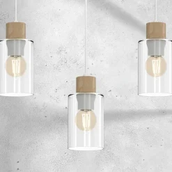 Sklep Kaja Biało-brązowa lampa wisząca nad wyspę kuchenną MLP8555 MADERA | Kaja Hot