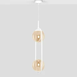Sklep Kaja Biało-bursztynowa lampa wisząca z dwoma kloszami K-5305 z serii ARLENA Sale