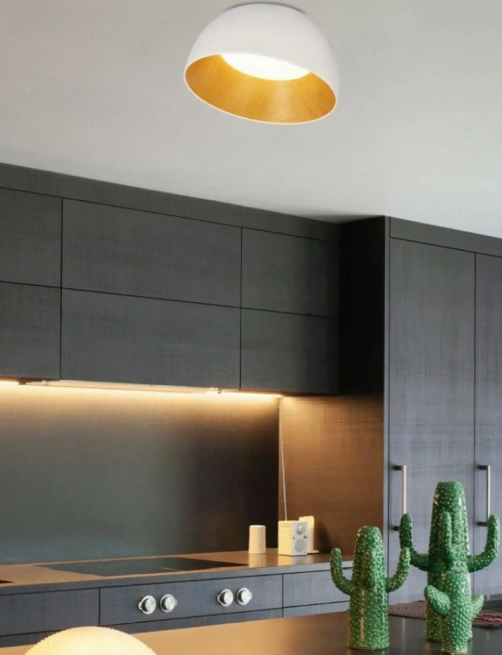 Sklep Kaja Biało-drewniana lampa sufitowa plafon 13-24169 TRENTO | Kaja* Lampy Led|Plafony Nowoczesne