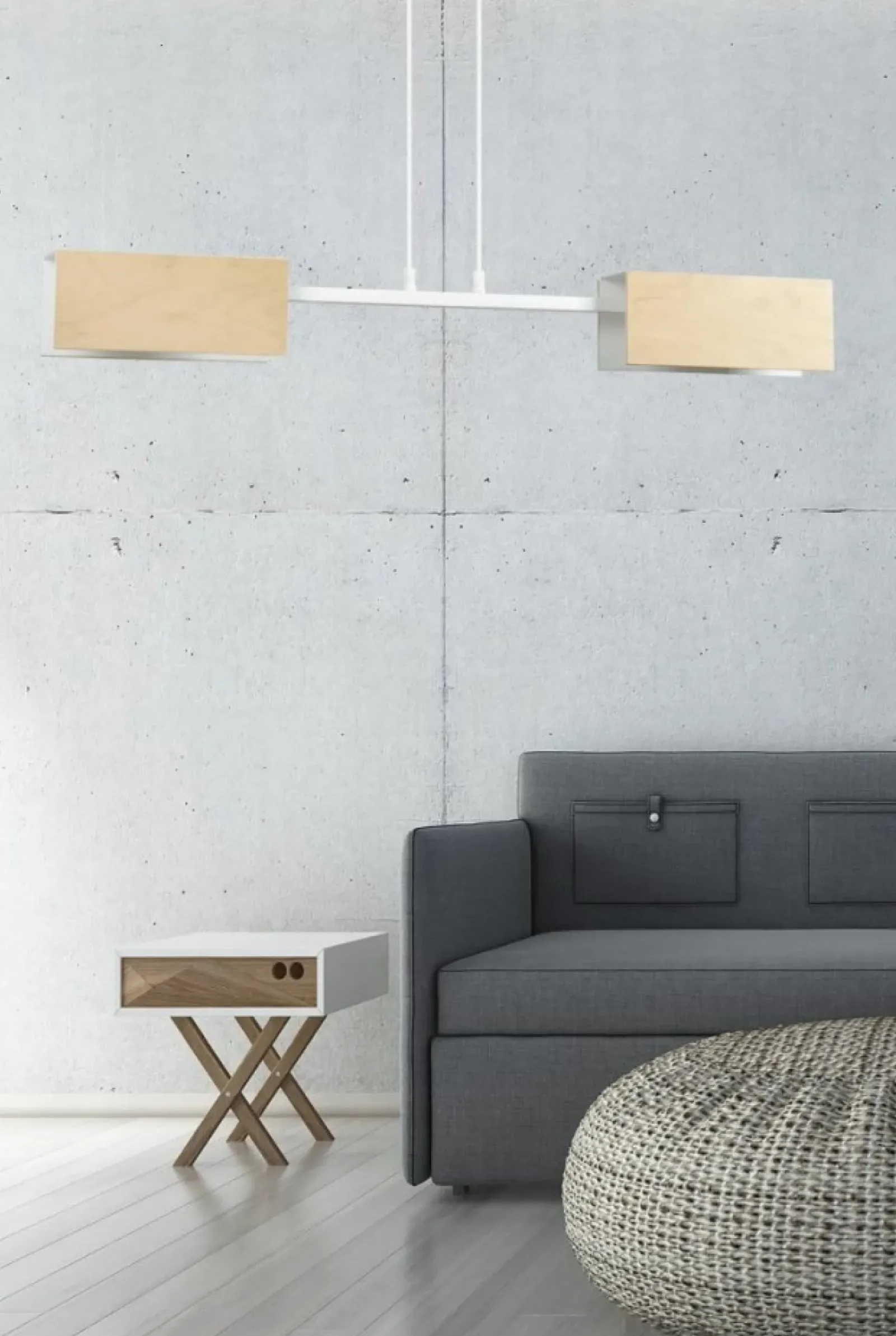 Sklep Kaja Biało-drewniana lampa wisząca do kuchni boho 617/2 ZAPER | Kaja biały New