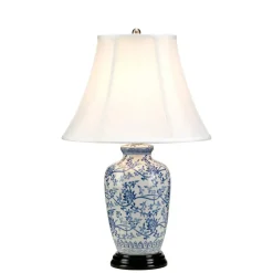 Sklep Kaja Biało-niebieska lampa stołowa BLUE-G-JAR-TL z serii BLUE GINGER JAR* Lampki Stołowe Z Abażurem|Tradycyjne Lampki Stołowe