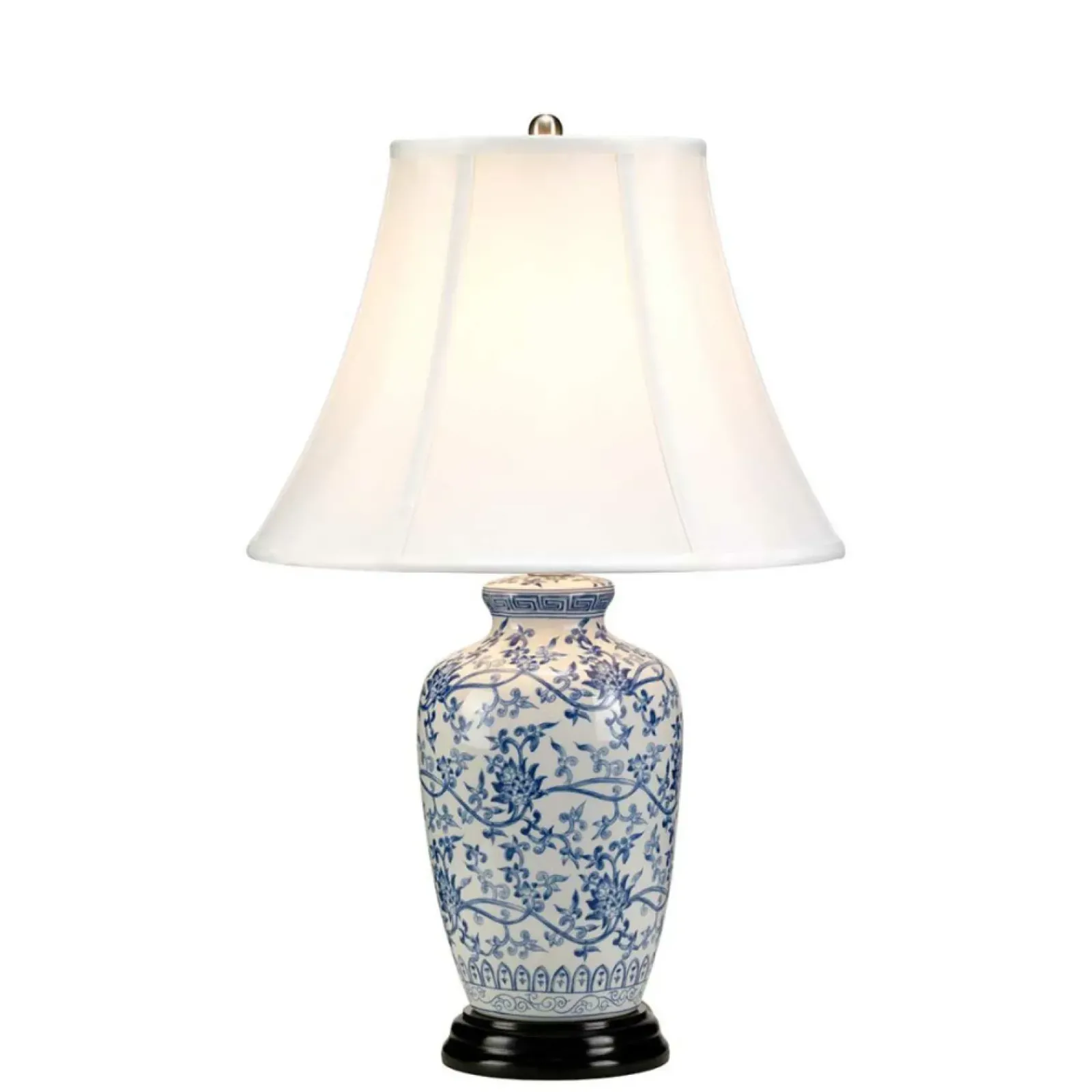 Sklep Kaja Biało-niebieska lampa stołowa BLUE-G-JAR-TL z serii BLUE GINGER JAR* Lampki Stołowe Z Abażurem|Tradycyjne Lampki Stołowe