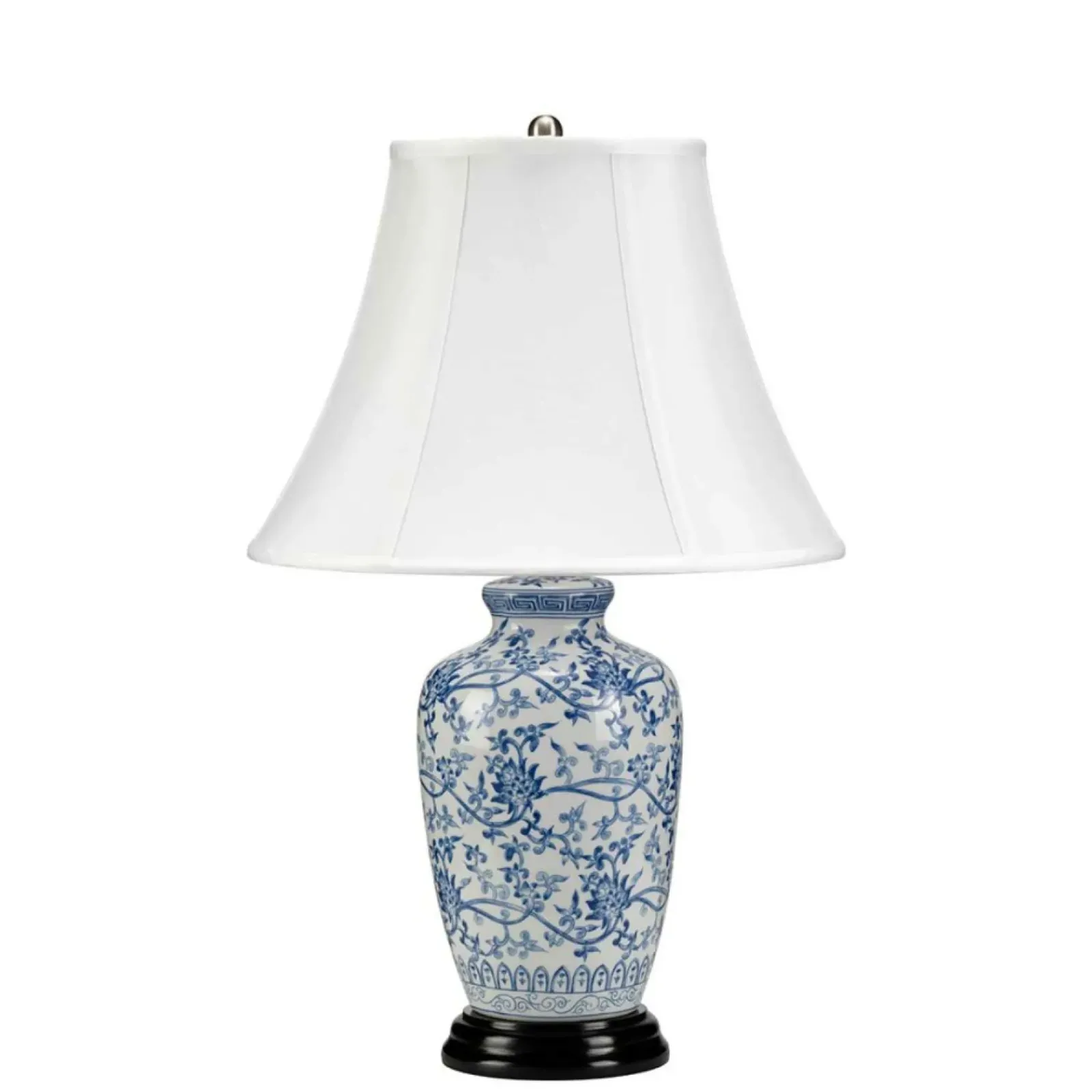 Sklep Kaja Biało-niebieska lampa stołowa BLUE-G-JAR-TL z serii BLUE GINGER JAR* Lampki Stołowe Z Abażurem|Tradycyjne Lampki Stołowe