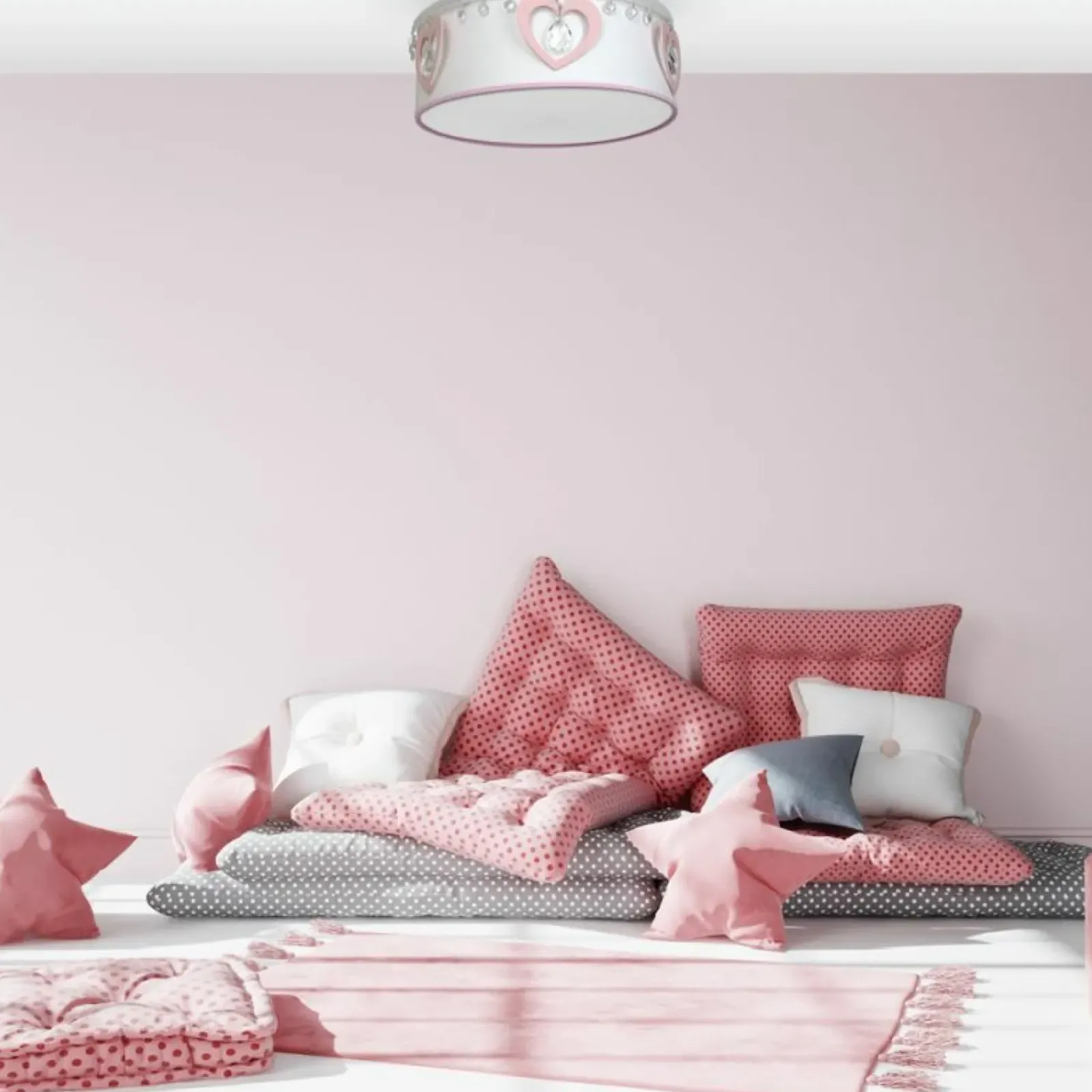 Sklep Kaja Biało-różowa lampa plafon dziecięcy - serduszka MLP8279 HEART | Kaja Clearance