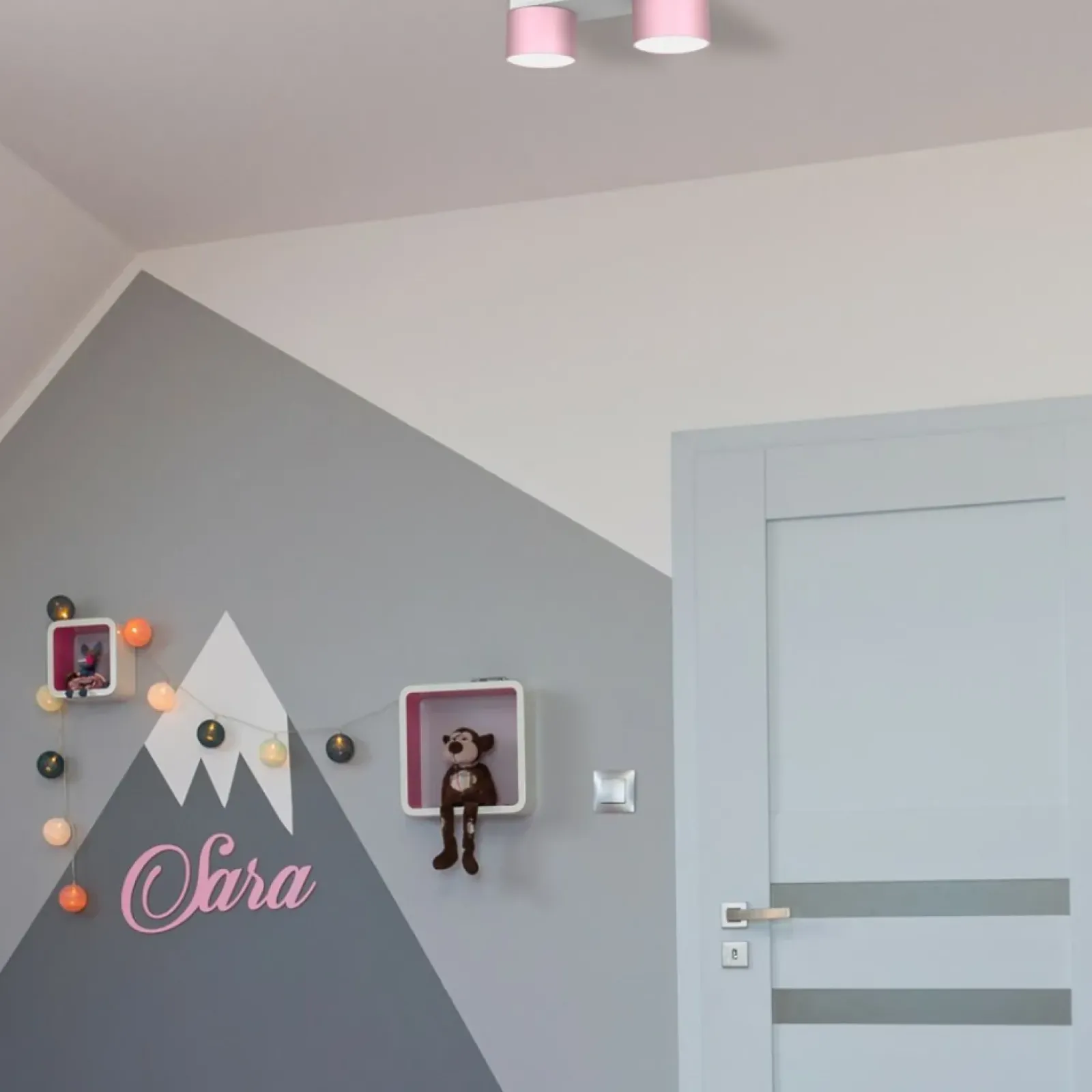 Sklep Kaja Biało-różowa lampa sufitowa do pokoju dziecka MLP7554 z serii DIXIE | Kaja Oświe Best