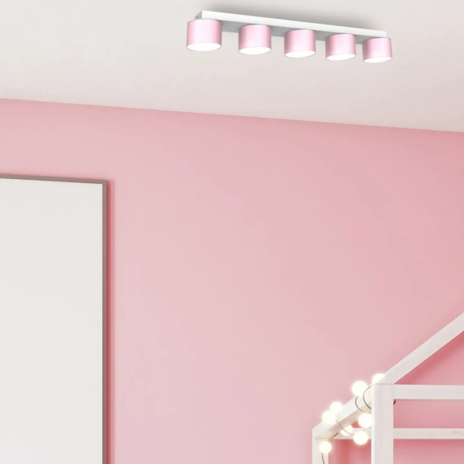 Sklep Kaja Biało-różowa lampa sufitowa, na pięć żarówek MLP7557 z serii DIXIE | Kaja Oświet Store