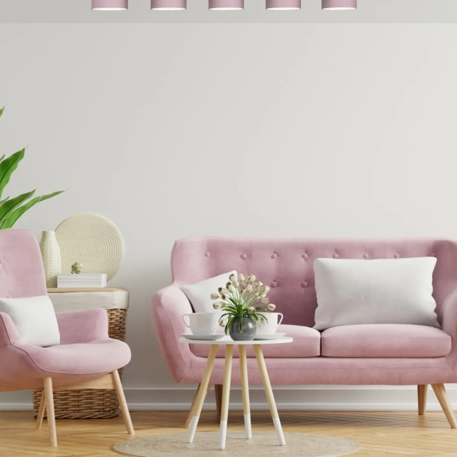Sklep Kaja Biało-różowa lampa sufitowa, na pięć żarówek MLP7557 z serii DIXIE | Kaja Oświet Store