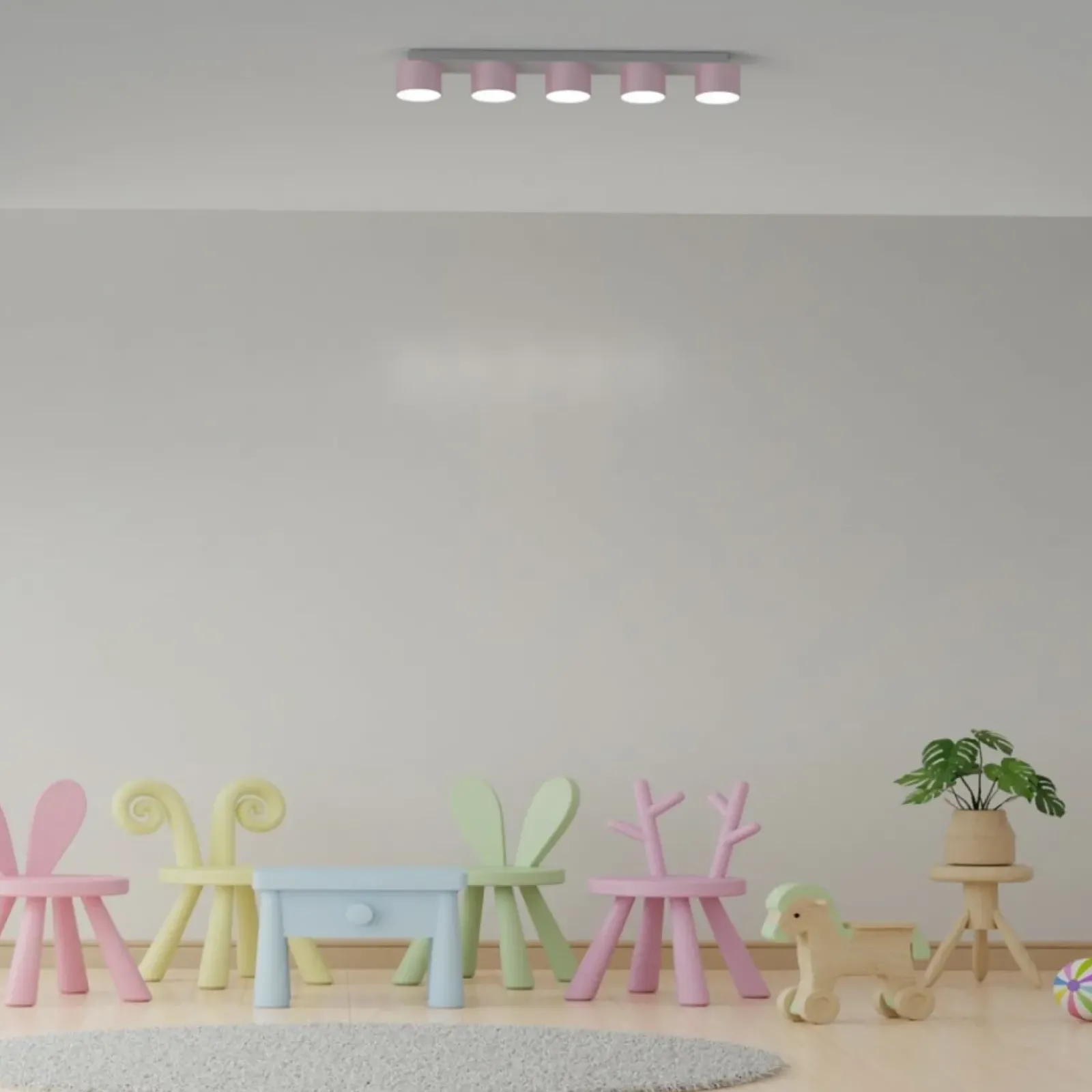 Sklep Kaja Biało-różowa lampa sufitowa, na pięć żarówek MLP7557 z serii DIXIE | Kaja Oświet Store