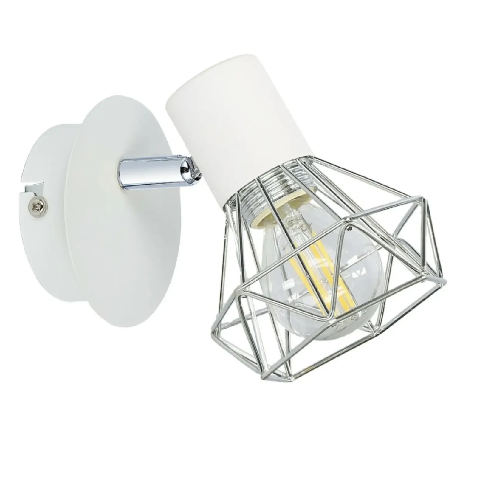 Sklep Kaja Biało-srebrna lampa z drucianym kloszem 91-61331 VERVE | Kaja* Kinkiety Tradycyjne