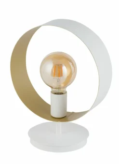 Sklep Kaja Biało-złota, dekoracyjna lampka stołowa do salonu SIG 50282 - HAPPY* Nowoczesne Lampki Stołowe