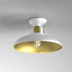 Sklep Kaja Biało-złota lampa sufitowa na jedną żarówkę MLP7703 z serii FELIX | Kaja Oświetl Outlet