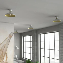 Sklep Kaja Biało-złota lampa sufitowa na jedną żarówkę MLP7703 z serii FELIX | Kaja Oświetl Outlet