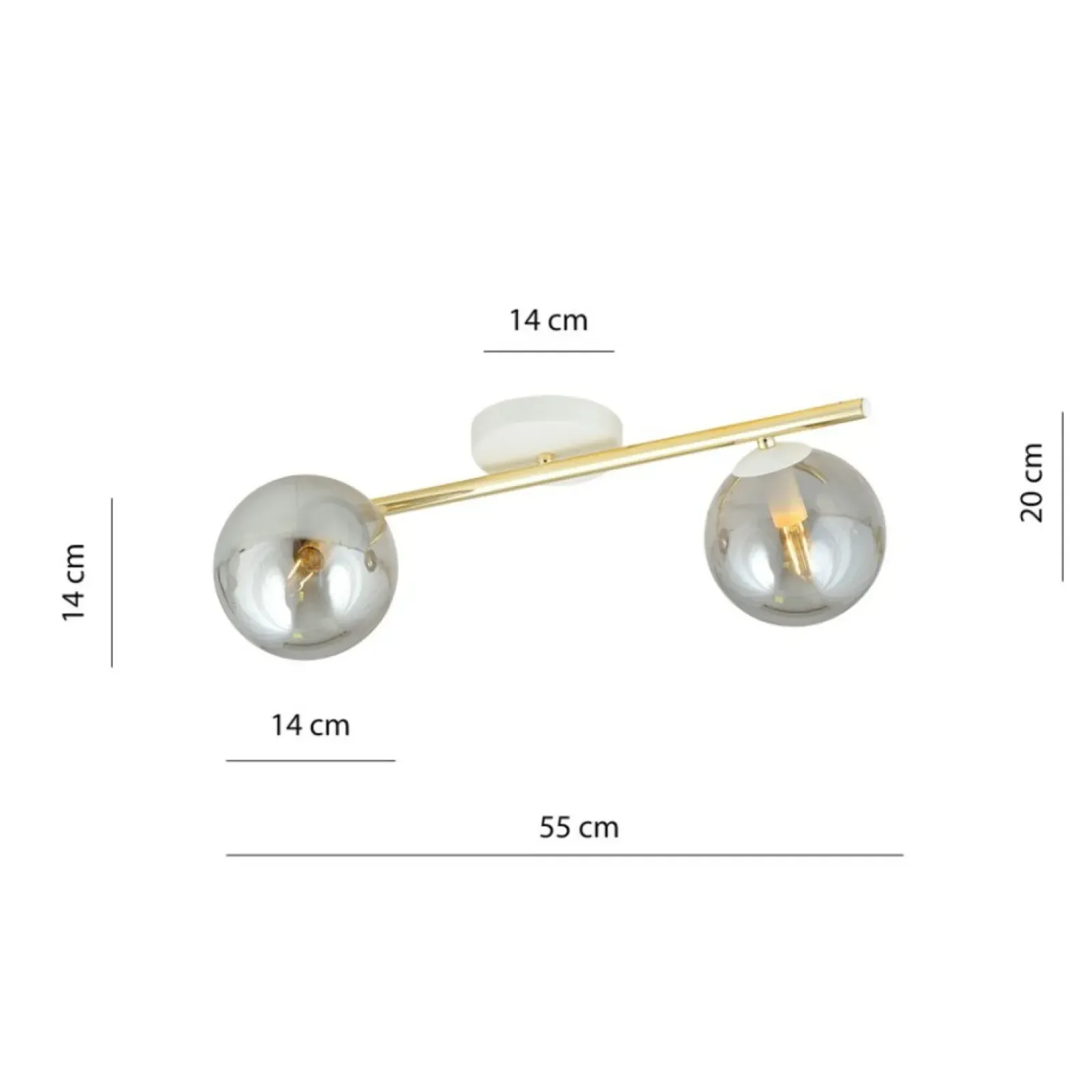 Sklep Kaja Biało-złota lampa sufitowa z dwoma kloszami 1247/2 z serii SPLENDI Outlet