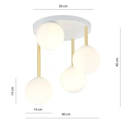 Sklep Kaja Biało-złota lampa sufitowa z kulistymi kloszami 1261/4 z serii DOLCE* Plafony Nowoczesne