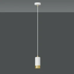 Sklep Kaja Biało-złota lampa wisząca w kształcie tuby 815/1 | Kaja Oświetlenie New