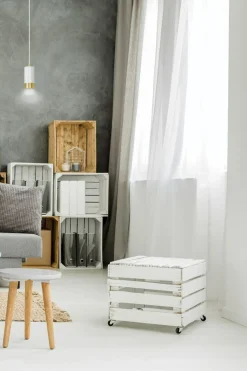 Sklep Kaja Biało-złota lampa wisząca w kształcie tuby 815/1 | Kaja Oświetlenie New