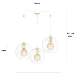 Sklep Kaja Biało-złota lampa wisząca z drucianymi kloszami 145/3 | Kaja Sale