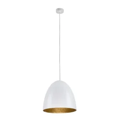 Sklep Kaja Biało-złota lampa wisząca z kloszem, duży gwint 9021 | Kaja biały Outlet