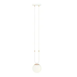 Sklep Kaja Biało-złota lampa wisząca z okrągłym kloszem 1115/1 GLAM | Kaja biały New
