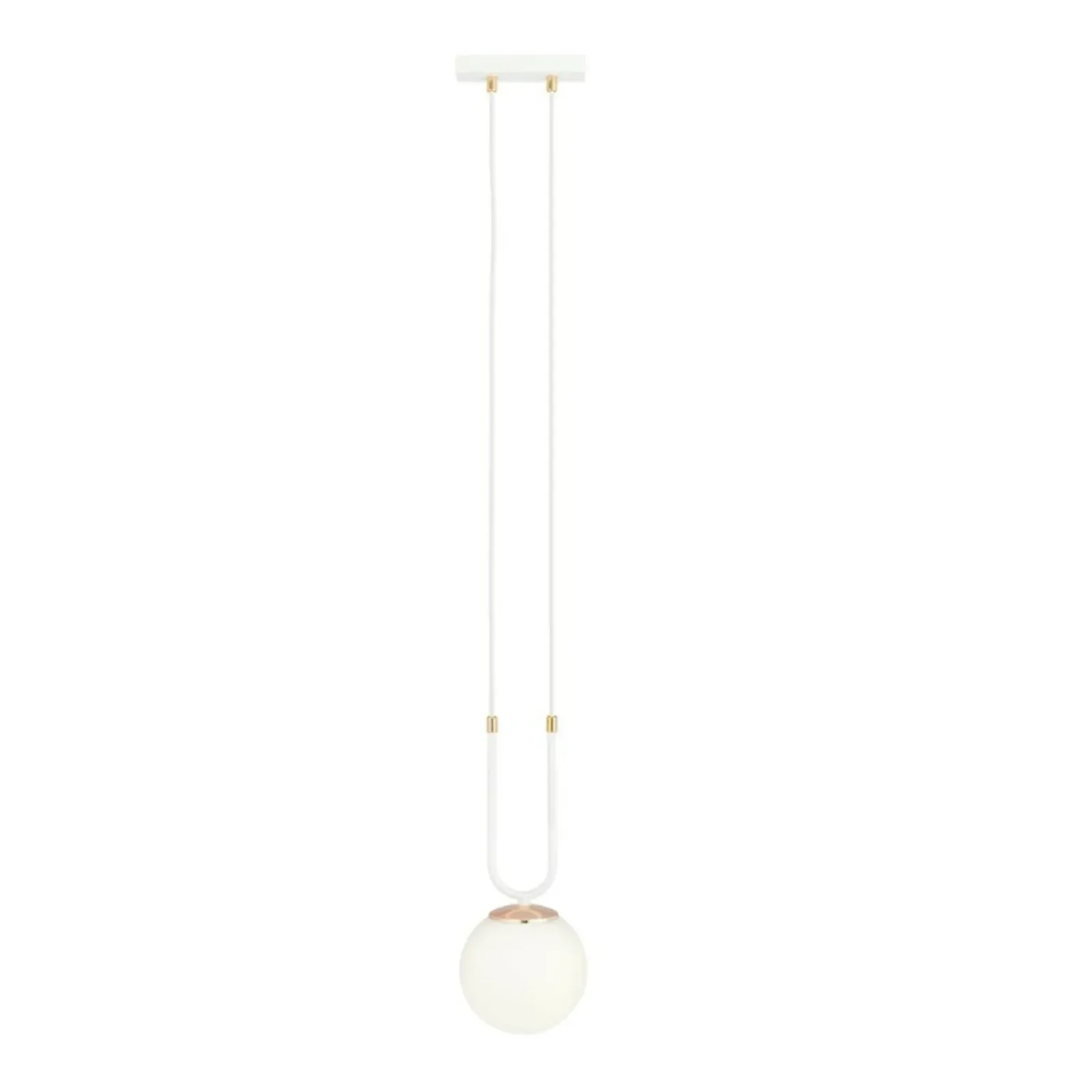 Sklep Kaja Biało-złota lampa wisząca z okrągłym kloszem 1115/1 GLAM | Kaja biały New