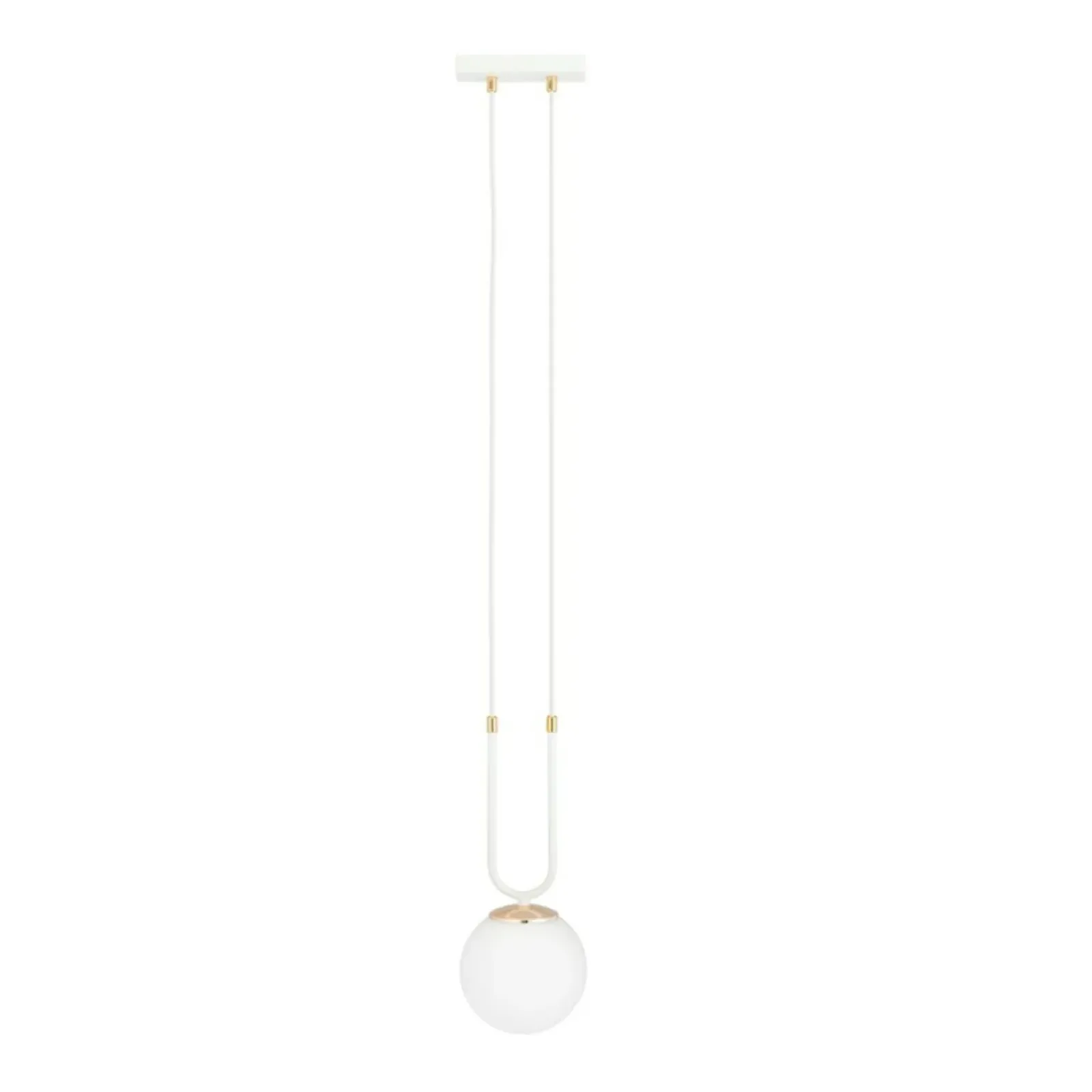 Sklep Kaja Biało-złota lampa wisząca z okrągłym kloszem 1115/1 GLAM | Kaja biały New