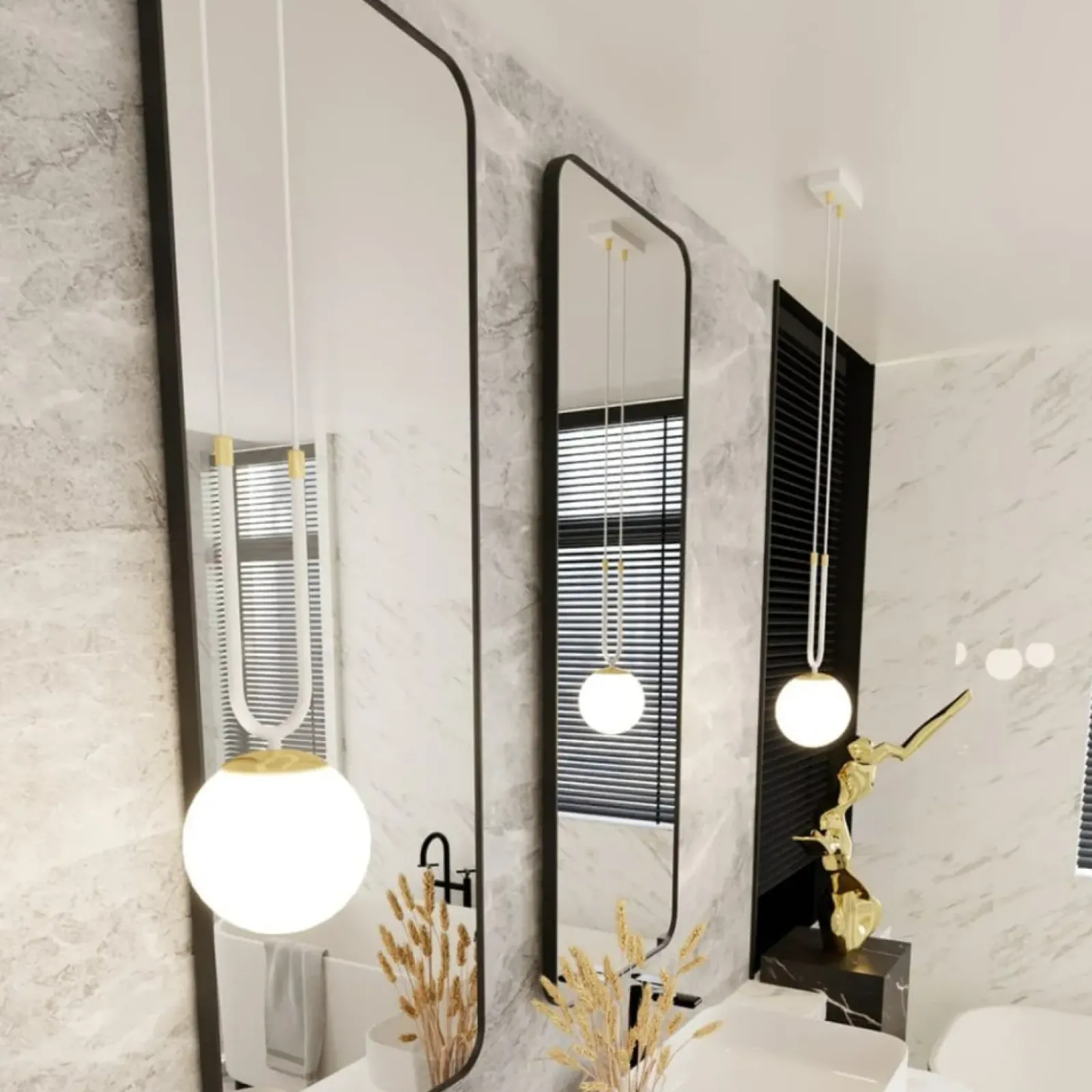 Sklep Kaja Biało-złota lampa wisząca z okrągłym kloszem 1115/1 GLAM | Kaja biały New
