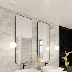Sklep Kaja Biało-złota lampa wisząca z okrągłym kloszem 1115/1 GLAM | Kaja biały New