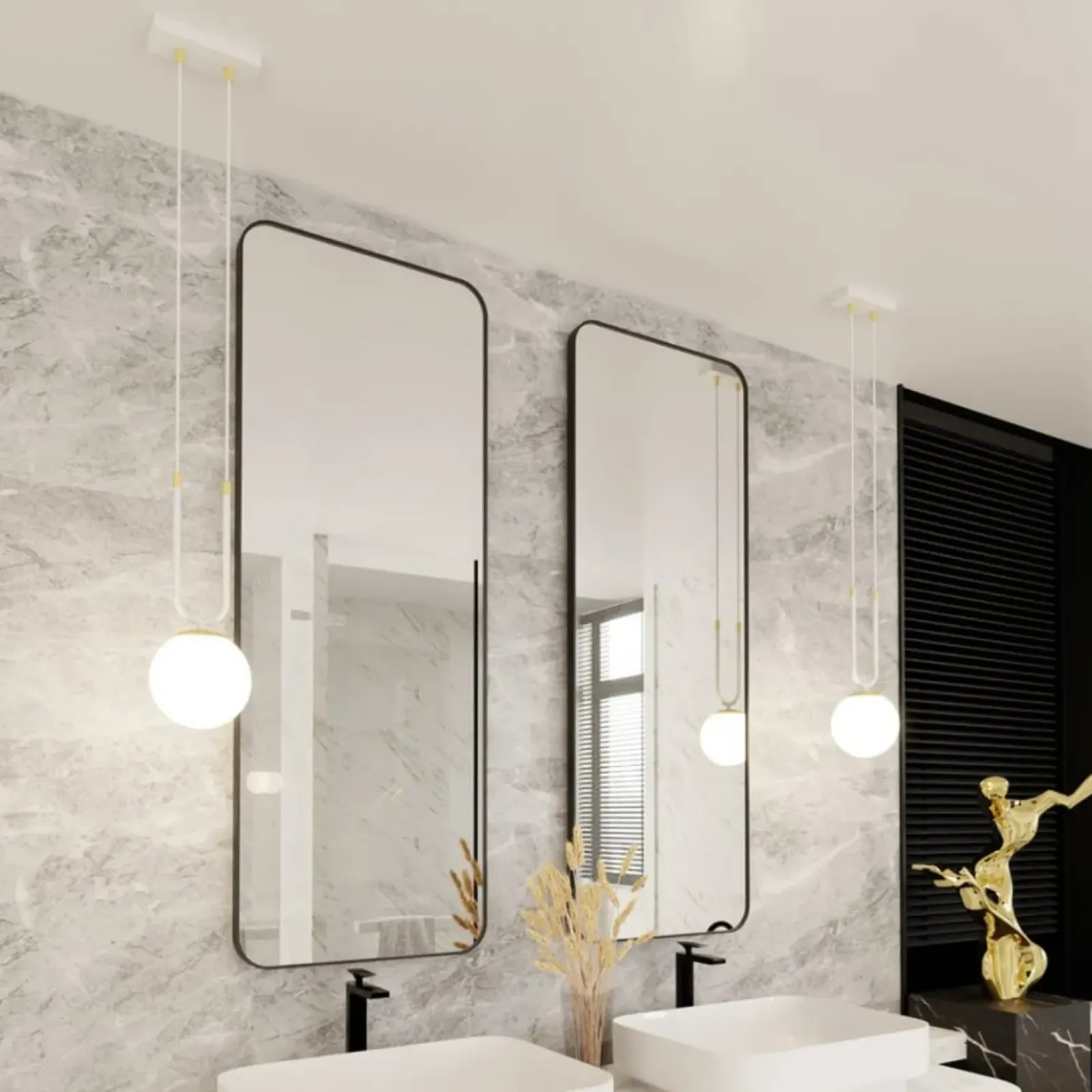 Sklep Kaja Biało-złota lampa wisząca z okrągłym kloszem 1115/1 GLAM | Kaja biały New
