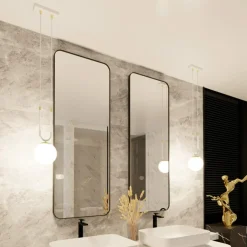 Sklep Kaja Biało-złota lampa wisząca z okrągłym kloszem 1115/1 GLAM | Kaja biały New