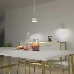 Sklep Kaja Biało-złota lampa wisząca, złoty element MLP7754 z serii ARENA | Kaja Oświetleni Discount