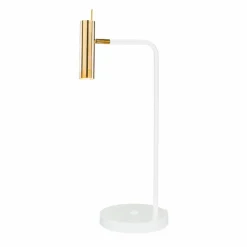 Sklep Kaja Biało-złota lampka na biurko, prosta forma ANT 8907 AMOS | Kaja* Lampki Biurkowe