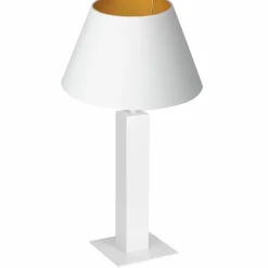 Sklep Kaja Biało-złota lampka stołowa, do gabinetu LX 3610 z serii TABLE LAMPS* Lampki Stołowe Z Abażurem|Tradycyjne Lampki Stołowe
