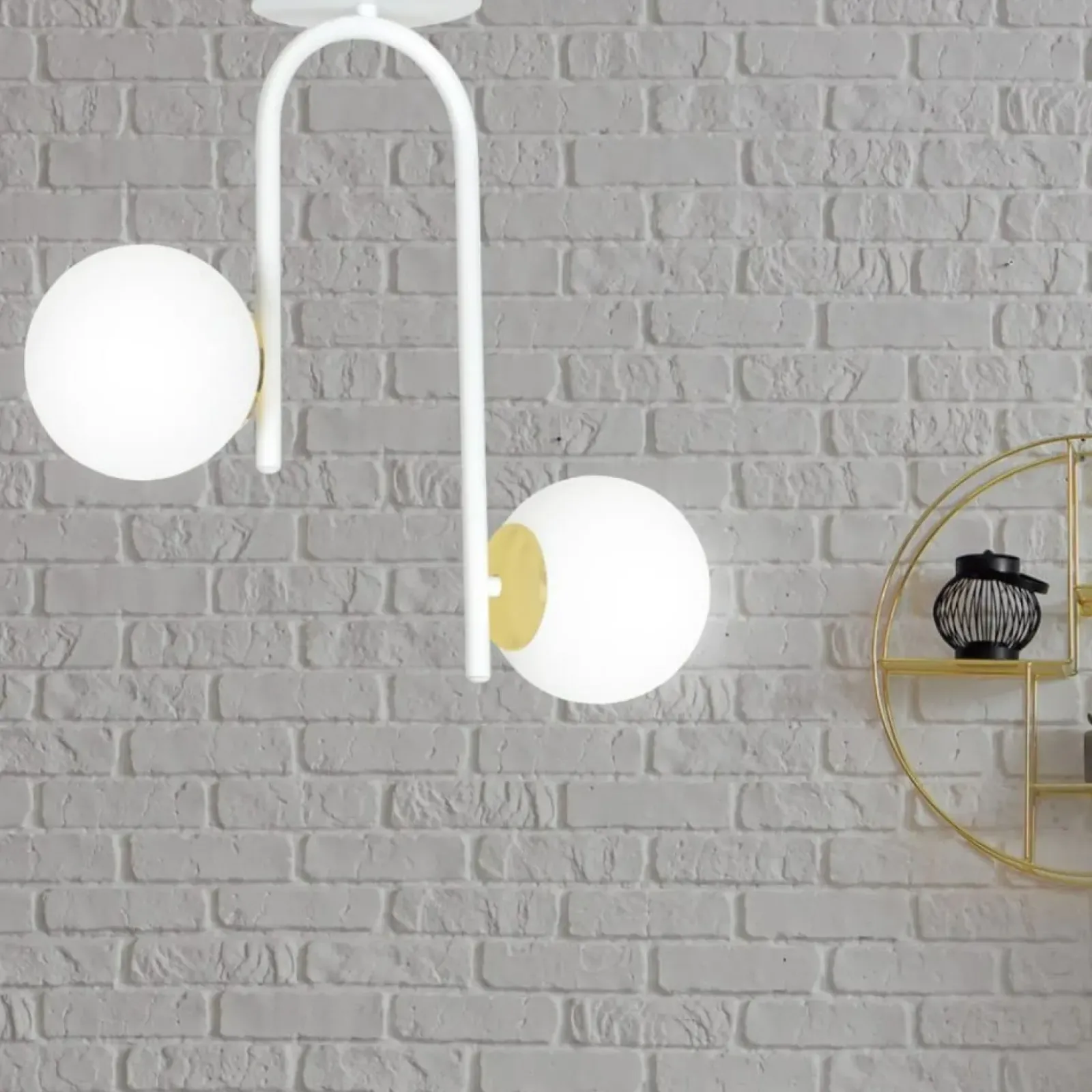 Sklep Kaja Biało-złota, minimalistyczna lampa sufitowa 1033/2 RAGNAR | Kaja Discount