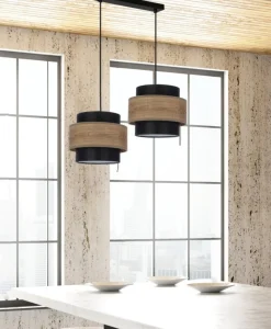 Sklep Kaja Boho lampa wisząca z dodatkiem drewna 32-17888 TWIN | Kaja Oświetlenie* Żyrandole Z Abażurem