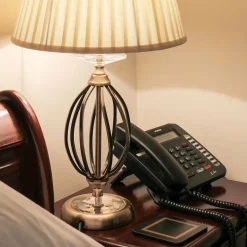 Sklep Kaja Boho lampka nocna z abażurem AG-TL-AGED-BRASS z serii AEGEAN* Lampki Stołowe Z Abażurem|Tradycyjne Lampki Stołowe