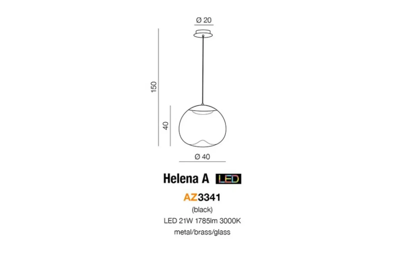 Sklep Kaja Brązowa lampa wisząca LED z dużym kloszem AZ3341 HELENA | Kaja Cheap