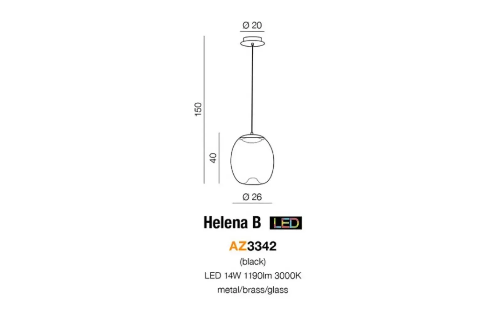 Sklep Kaja Brązowa wisząca lampa LED z kloszem AZ3342 HELENA | Kaja Oświetlenie Outlet