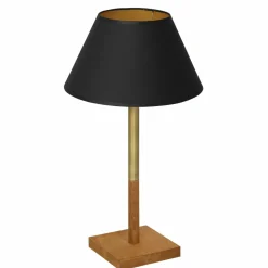 Sklep Kaja Brązowo-złota lampka nocna, czarny abażur LX 3808 z serii TABLE LAMPS* Lampki Stołowe Z Abażurem|Tradycyjne Lampki Stołowe