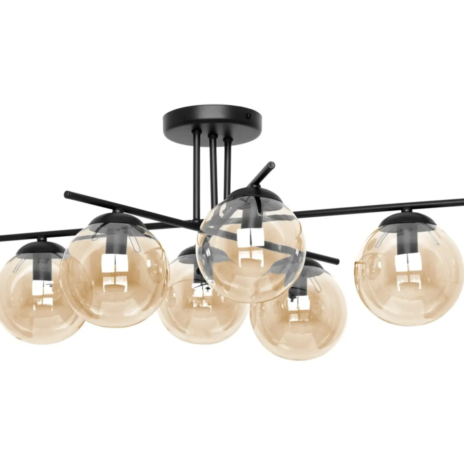 Sklep Kaja Bursztynowa lampa sufitowa z czarną konstrukcją K-5162 z serii DELTA Best