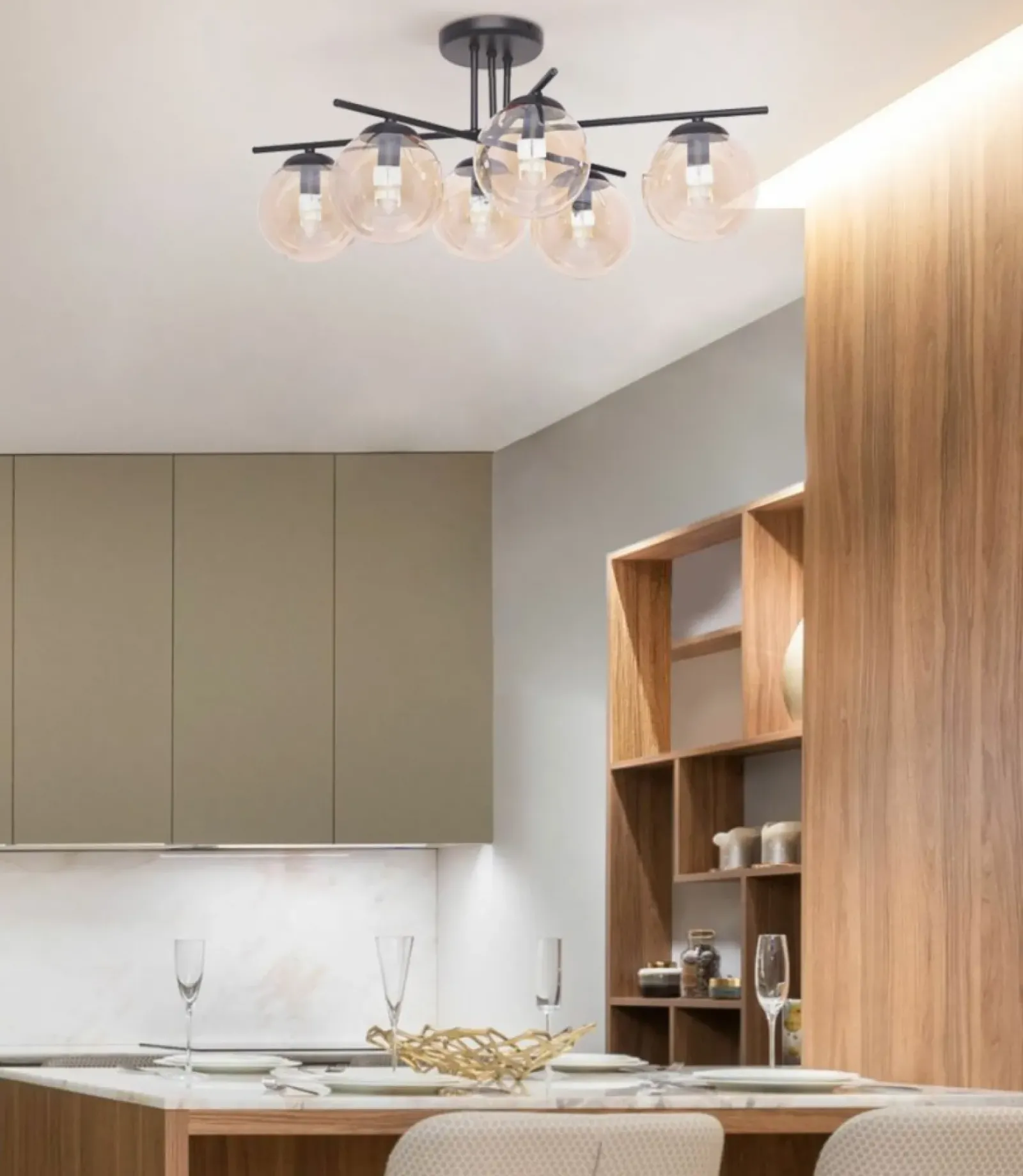 Sklep Kaja Bursztynowa lampa sufitowa z czarną konstrukcją K-5162 z serii DELTA Best
