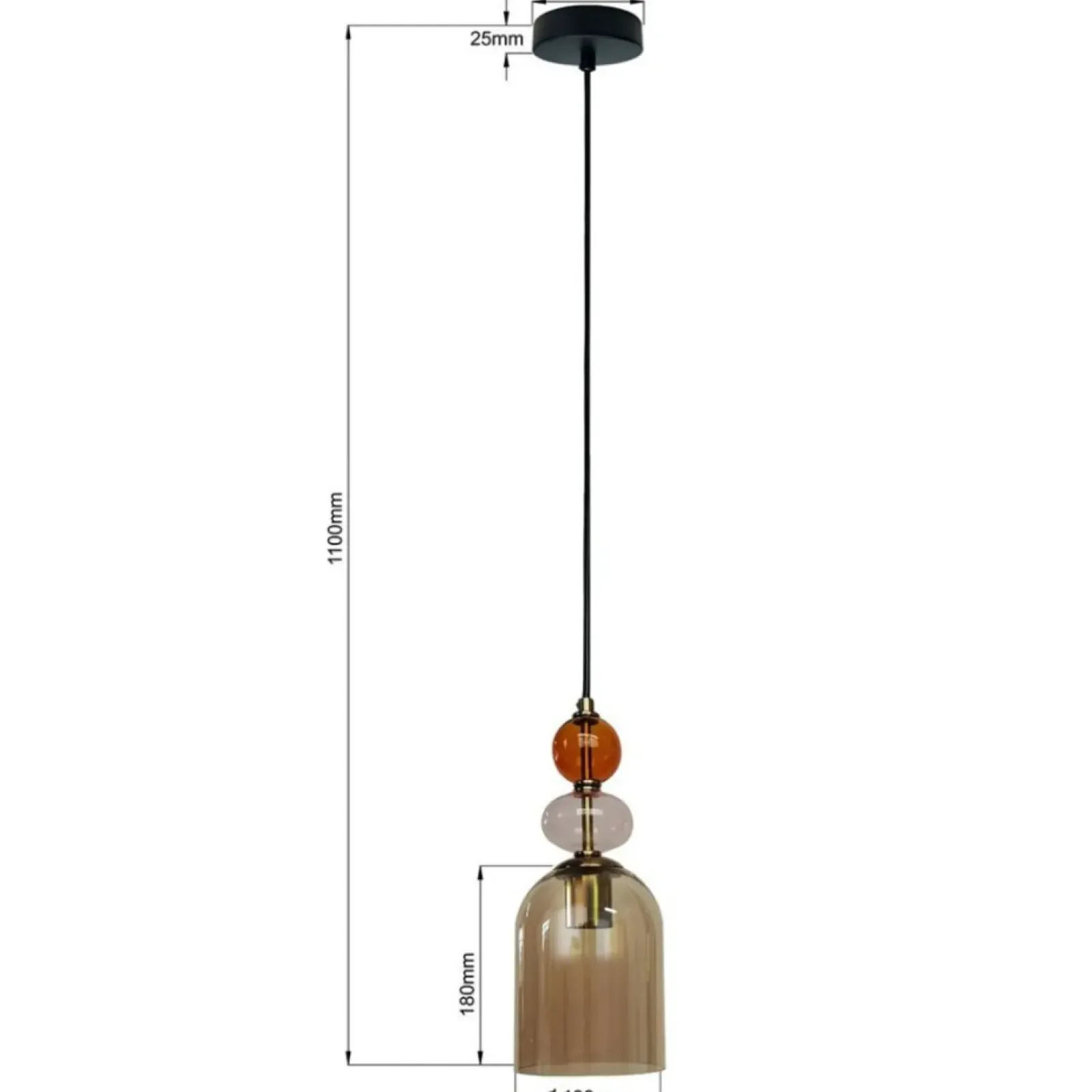 Sklep Kaja Bursztynowy klosz na regulowanym zwisie LP-2004/1P M AM TROPEA | Kaja Store