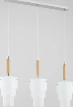 Sklep Kaja Chromowana lampa wisząca z elementami z drewna AL 62229 | Kaja New