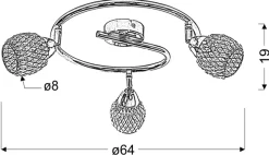 Sklep Kaja Chromowana lampa z ozdobnymi kloszami 98-06936 CLEAR | Kaja* Randole Tradycyjne