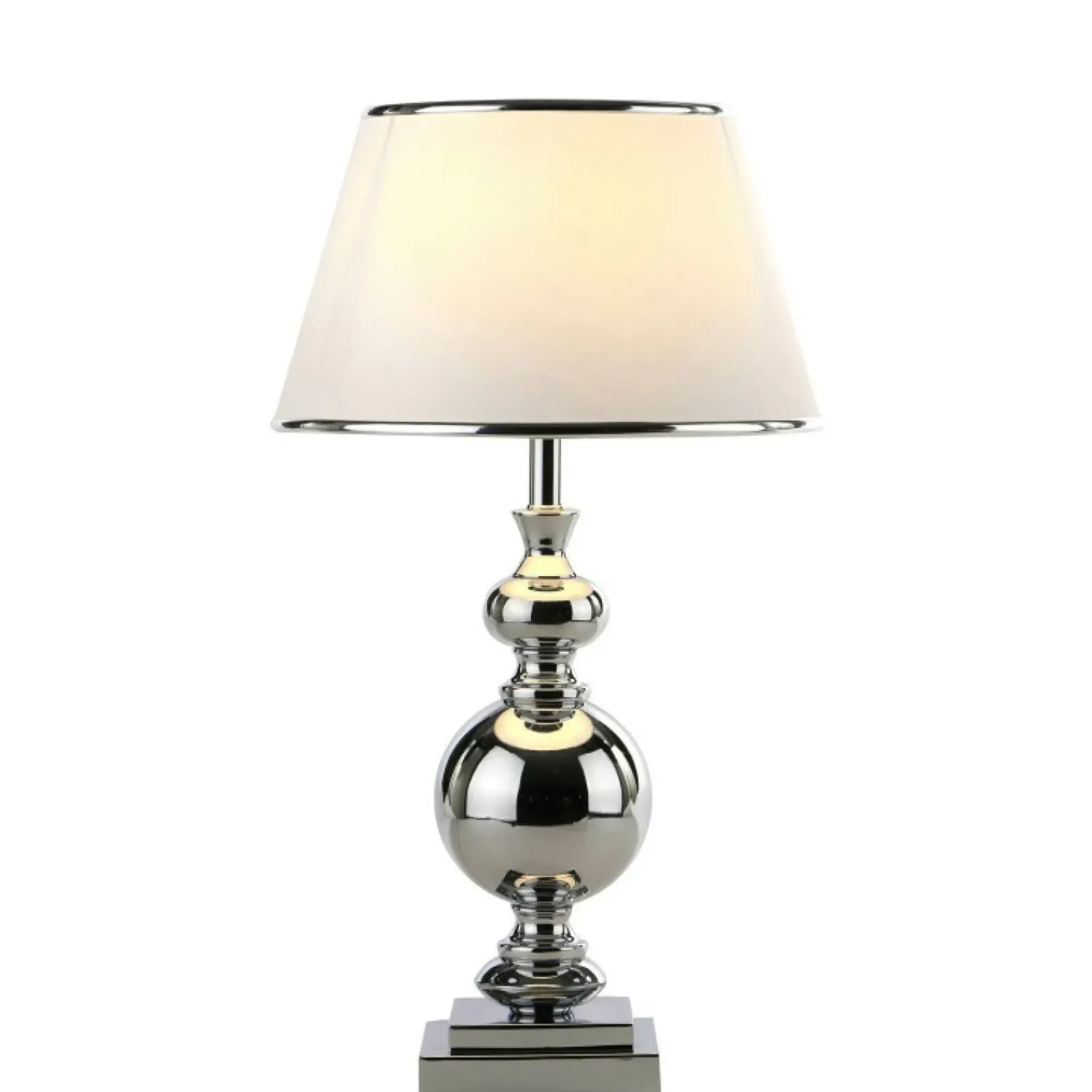 Sklep Kaja Chromowana lampka stołowa z abażurem MT204191 CH ROMA | Kaja* Lampki Stołowe Z Abażurem