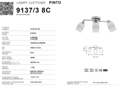 Sklep Kaja Chromowana listwa sufitowa z 3 spotami 9137/3 8C PINTO | Kaja Hot