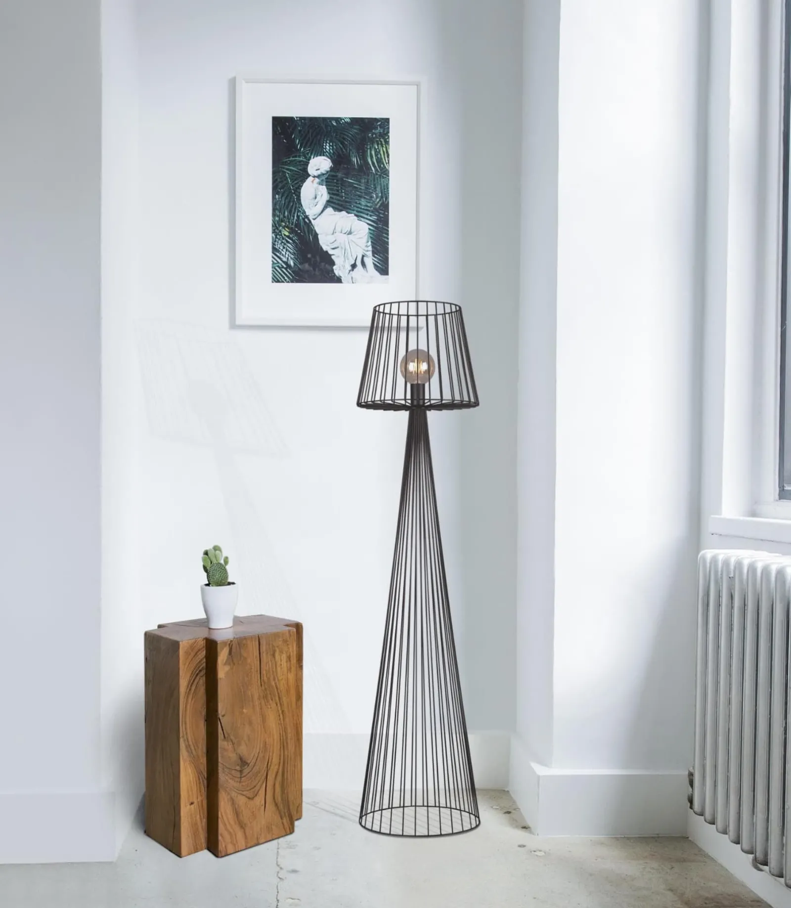 Sklep Kaja Czarna, druciana lampa stojąca K-4643 SOUL BLACK | Kaja Oświetlenie* Lampy Podłogowe